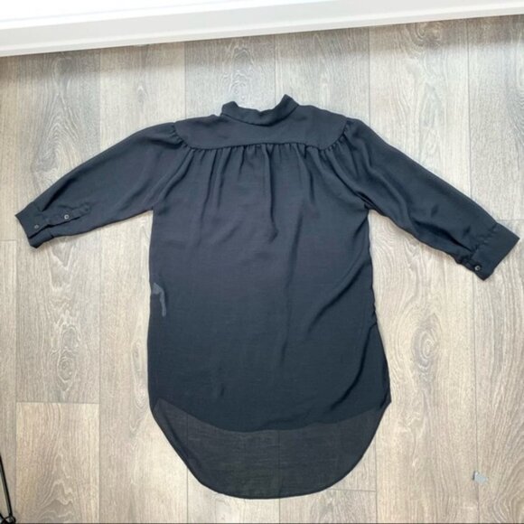 Aritzia Wilfred Blouse 3/4 Length Sleeve Black Button Front Collared Size XXS - Picture 14 of 15